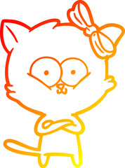 Fototapeta premium warm gradient line drawing cartoon cat