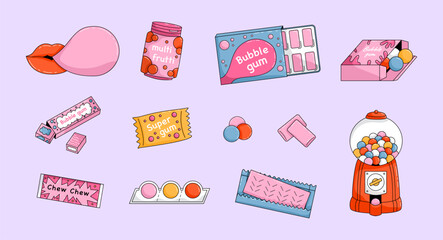 Set of Cartoon bubble gum