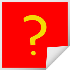 square peeling sticker cartoon question mark