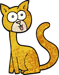 funny grunge textured illustration cartoon cat