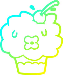 cold gradient line drawing funny cupcake