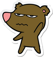 sticker of a annoyed bear cartoon