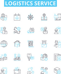 Logistics service vector line icons set. Logistics, Service, Delivery, Shipping, Transport, Storage, Management illustration outline concept symbols and signs