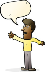 cartoon man reaching with speech bubble