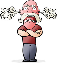 cartoon furious man with red face