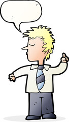cartoon man making his point with speech bubble