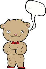 cartoon teddy bear with speech bubble