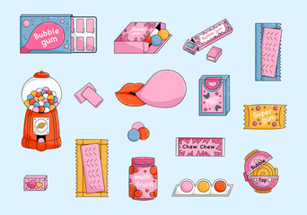 Set of Cartoon bubble gum