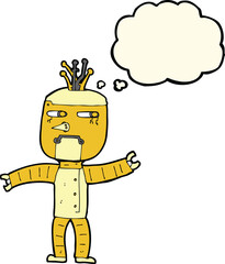 cartoon robot with thought bubble