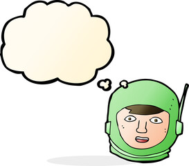 cartoon astronaut head with thought bubble