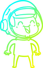 Obraz premium cold gradient line drawing happy cartoon astronaut