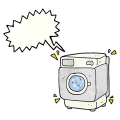 speech bubble textured cartoon rumbling washing machine