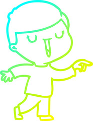 cold gradient line drawing cartoon happy boy