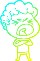 cold gradient line drawing cartoon furious man