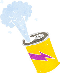 cartoon fizzing soda can