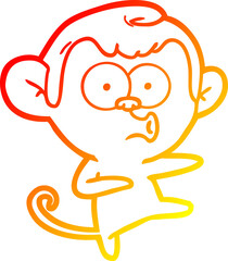 warm gradient line drawing cartoon dancing monkey