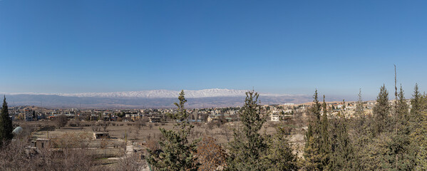 View of Baalbek town with mountains in the background - Lebanon