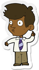 sticker of a cartoon boy asking question