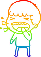 rainbow gradient line drawing cartoon laughing man