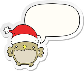 cute christmas owl and speech bubble sticker