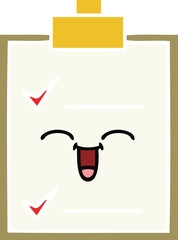 flat color retro cartoon check list