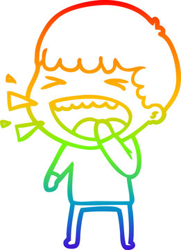 recommend clip art: rainbow gradient line drawing cartoon laughing man