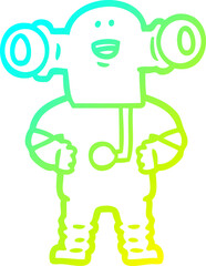 cold gradient line drawing friendly cartoon alien