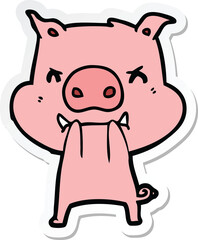 sticker of a angry cartoon pig