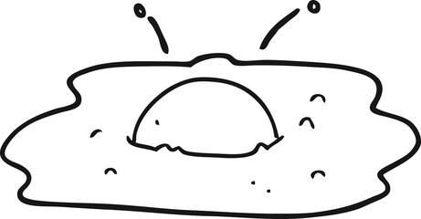 black and white cartoon fried egg