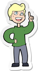 sticker of a cartoon boy with great idea