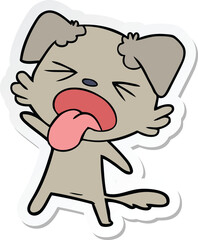 sticker of a cartoon disgusted dog