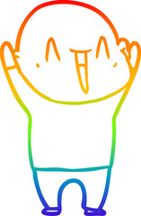rainbow gradient line drawing happy cartoon bald man