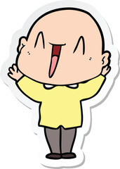Obraz premium sticker of a happy cartoon bald man