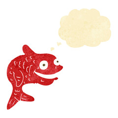 cartoon happy fish with thought bubble