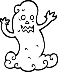 black and white cartoon spooky ghost