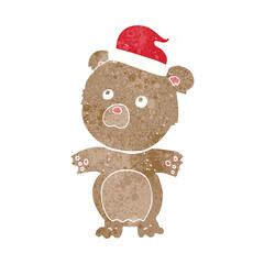 cartoon bear in christmas hat