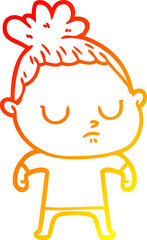 warm gradient line drawing cartoon calm woman