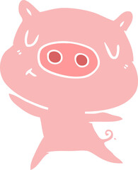 flat color style cartoon content pig