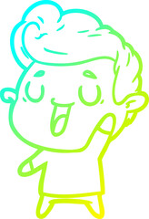 cold gradient line drawing happy cartoon man