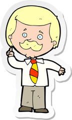 sticker of a cartoon newsreader man with idea