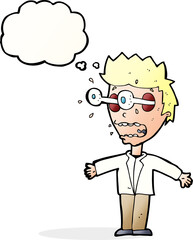 cartoon staring man with thought bubble