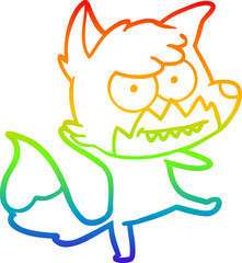 rainbow gradient line drawing cartoon grinning fox