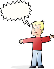cartoon surprised man with speech bubble