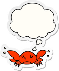 cartoon crab and thought bubble as a printed sticker