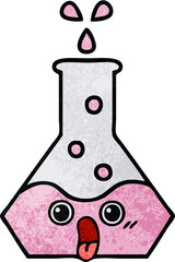 retro grunge texture cartoon science beaker