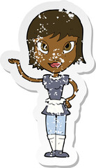 retro distressed sticker of a cartoon maid