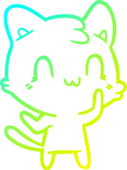 cold gradient line drawing cartoon happy cat