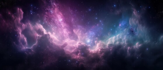 Obraz na płótnie Canvas Space background banner, nebula and galaxies. Generative AI