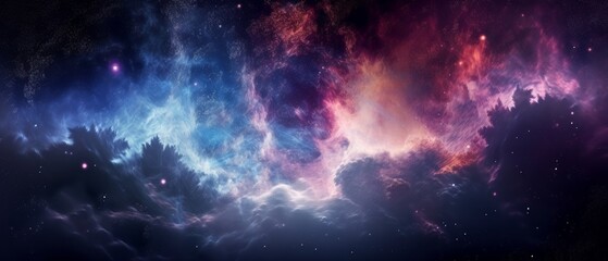 Fototapeta na wymiar Space background banner, nebula and galaxies. Generative AI