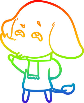 recommend clip art: rainbow gradient line drawing cartoon elephant remembering